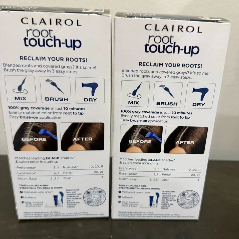 NWT Bundle of 2 Clairol Root Touch-Up Colorblend matches black shades